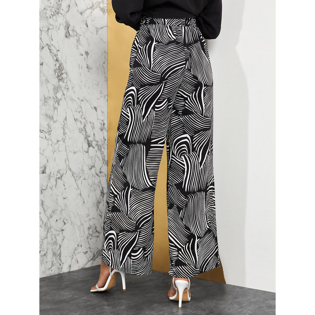 Styli High Rise Monochrome Print Wide Leg Trouser-women-clothing-shirtsandblouses-blouses-image-4