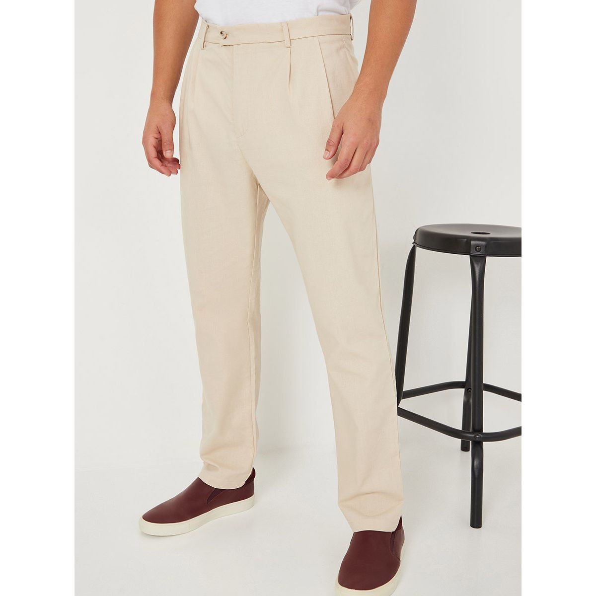 Styli Linen Pleated Slim Fit Summer Pants-men-clothing-bottoms-trousersandchinos-trousers-image-1