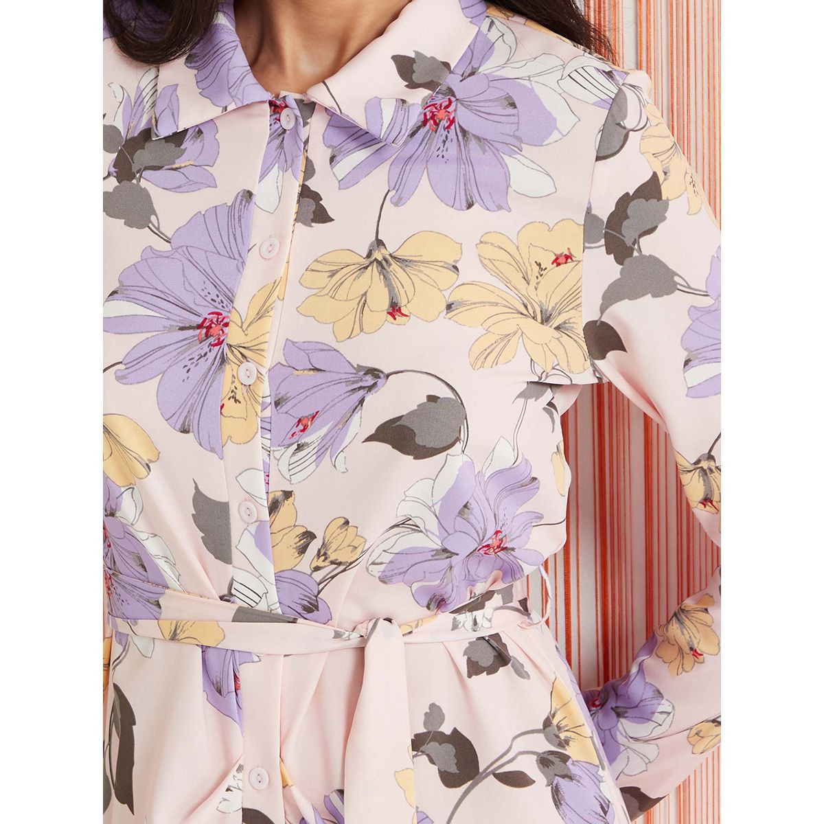 Styli Long Sleeves Floral Print Shirt Midi Dress with Tie Belt-women-clothing-dresses-image-3