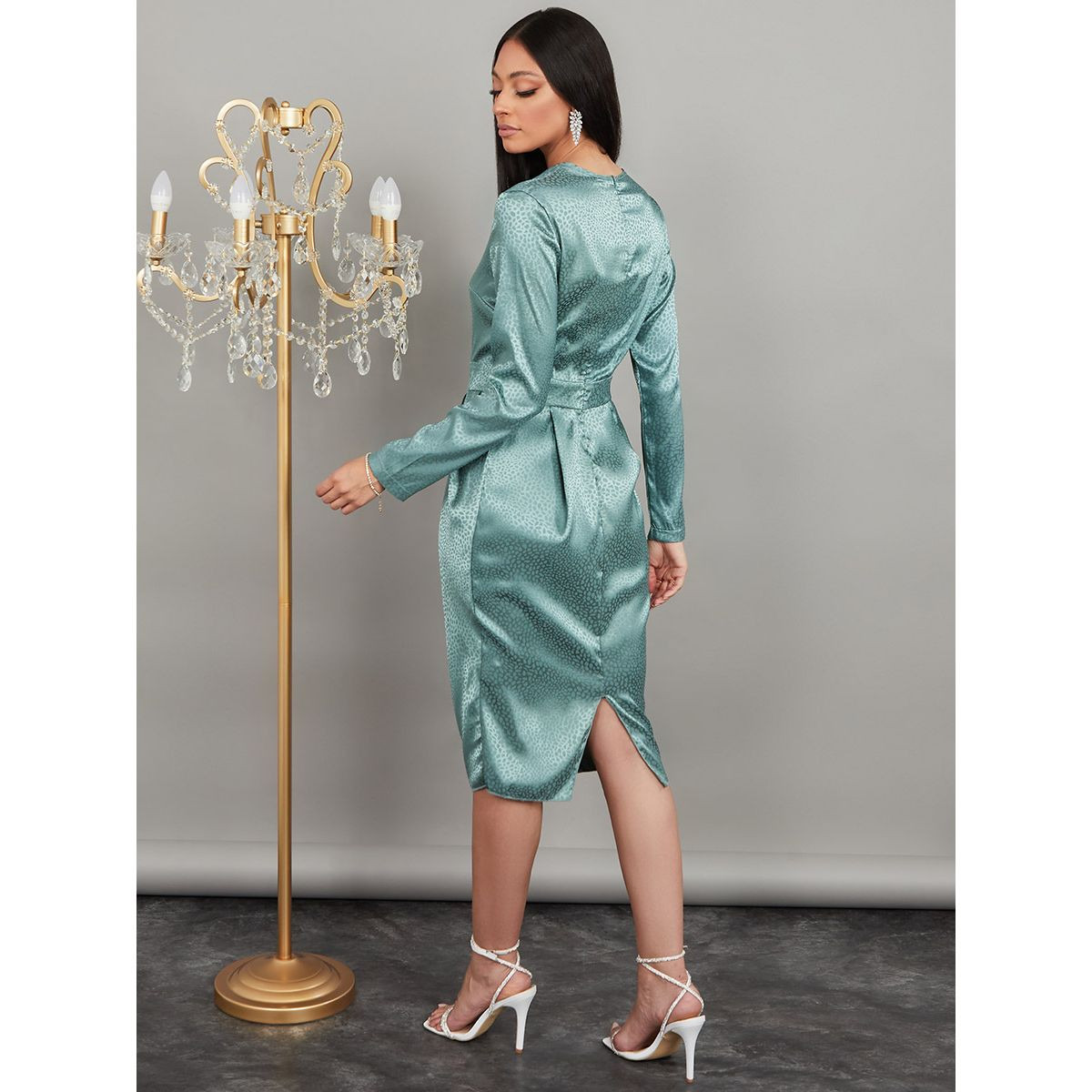 فستان ميدي جاكار باكمام طويلة من ستايلي-women-clothing-dresses-image-4