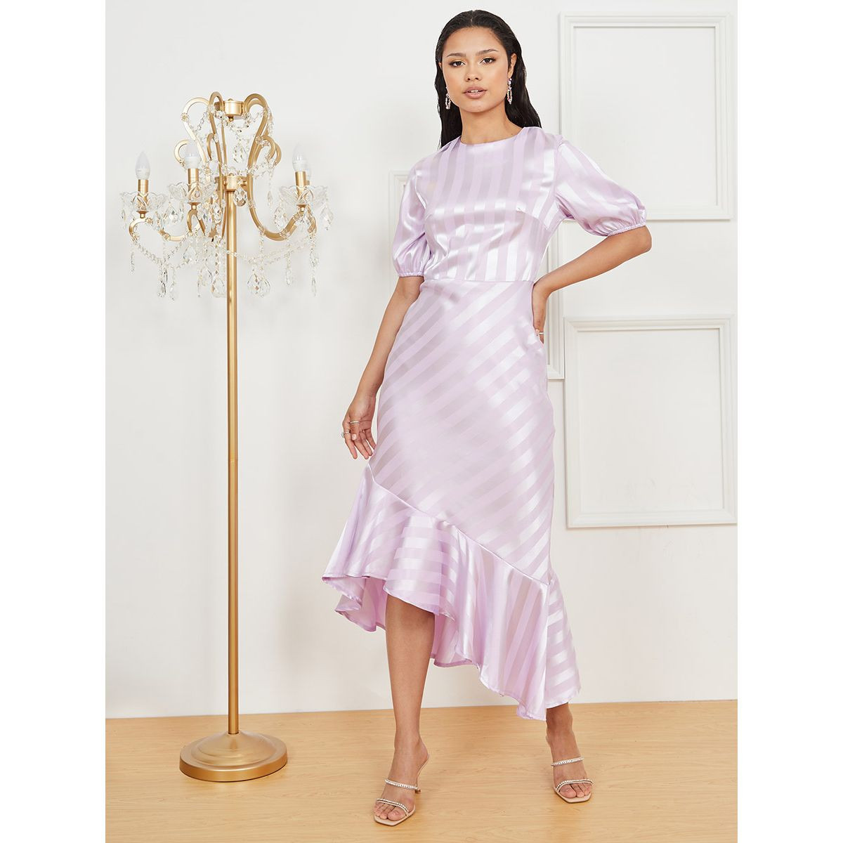 فستان طويل مخطط باكمام قصيرة-women-clothing-dresses-image-1