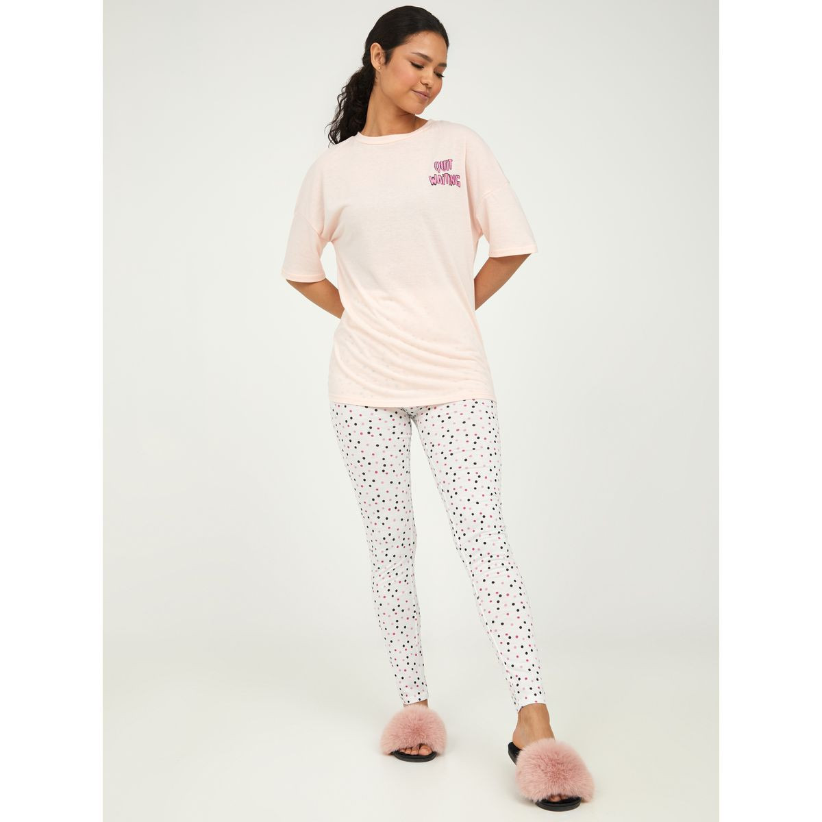 طقم من ( ليقنز + تيشيرت )-women-clothing-nightwear-pyjamas-longsets-image-2