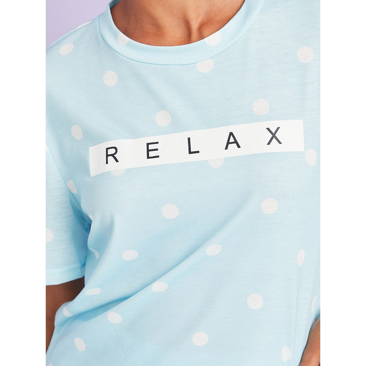 Styli Spot Print Relax Slogan Longline T-shirt and Leggings Set-women-clothing-nightwear-pyjamas-longsets-image-4
