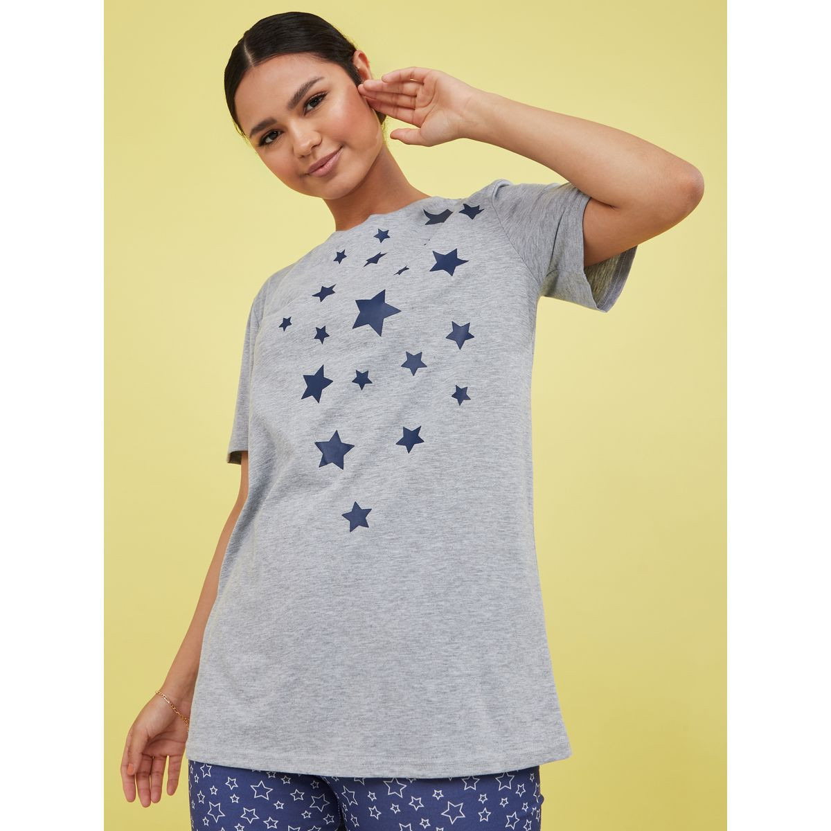 Styli Falling Star Placement T-shirt and Leggings Set-women-clothing-nightwear-pyjamas-longsets-image-3
