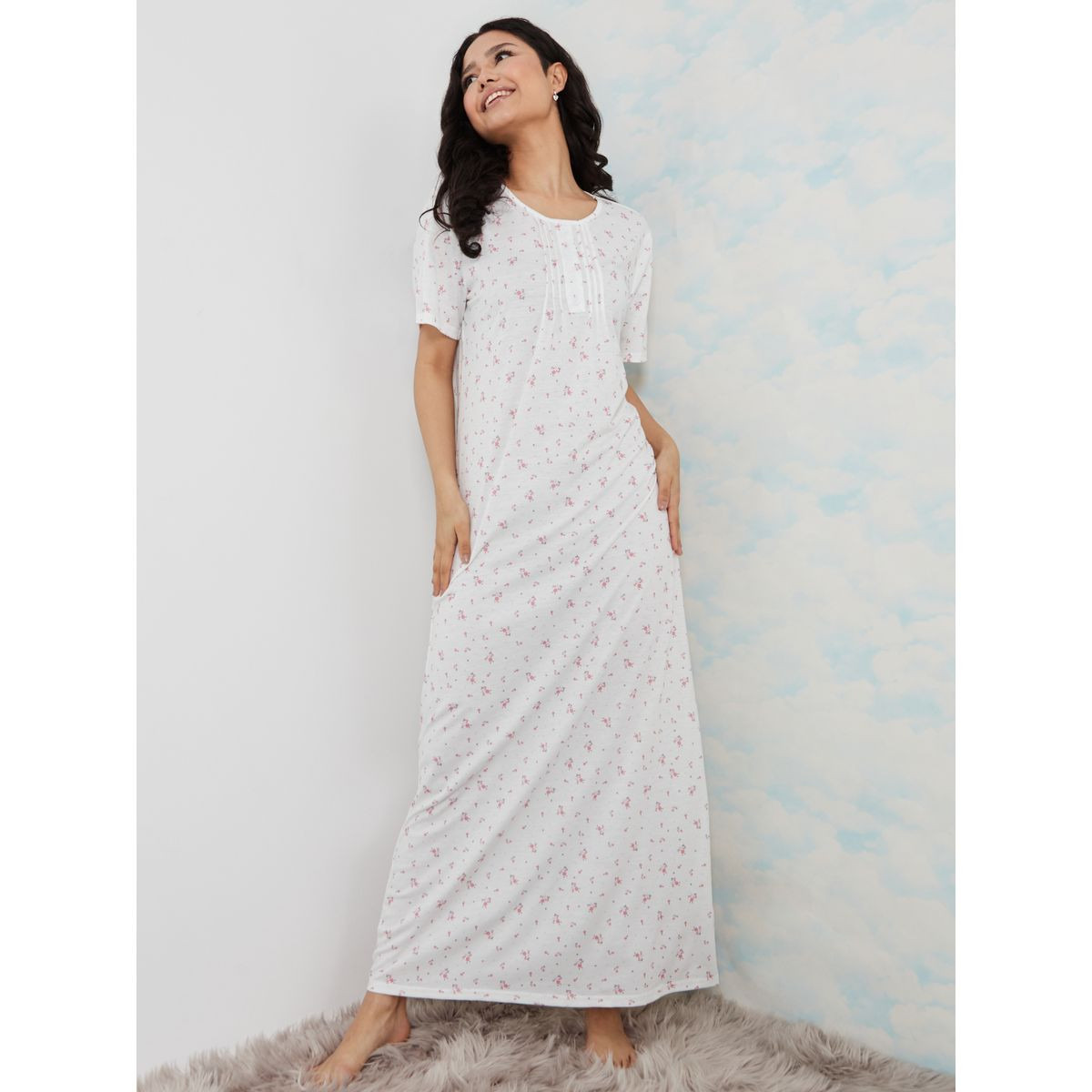 فستان نوم طويل مطبع بزهور-women-clothing-nightwear-nighties-image-1