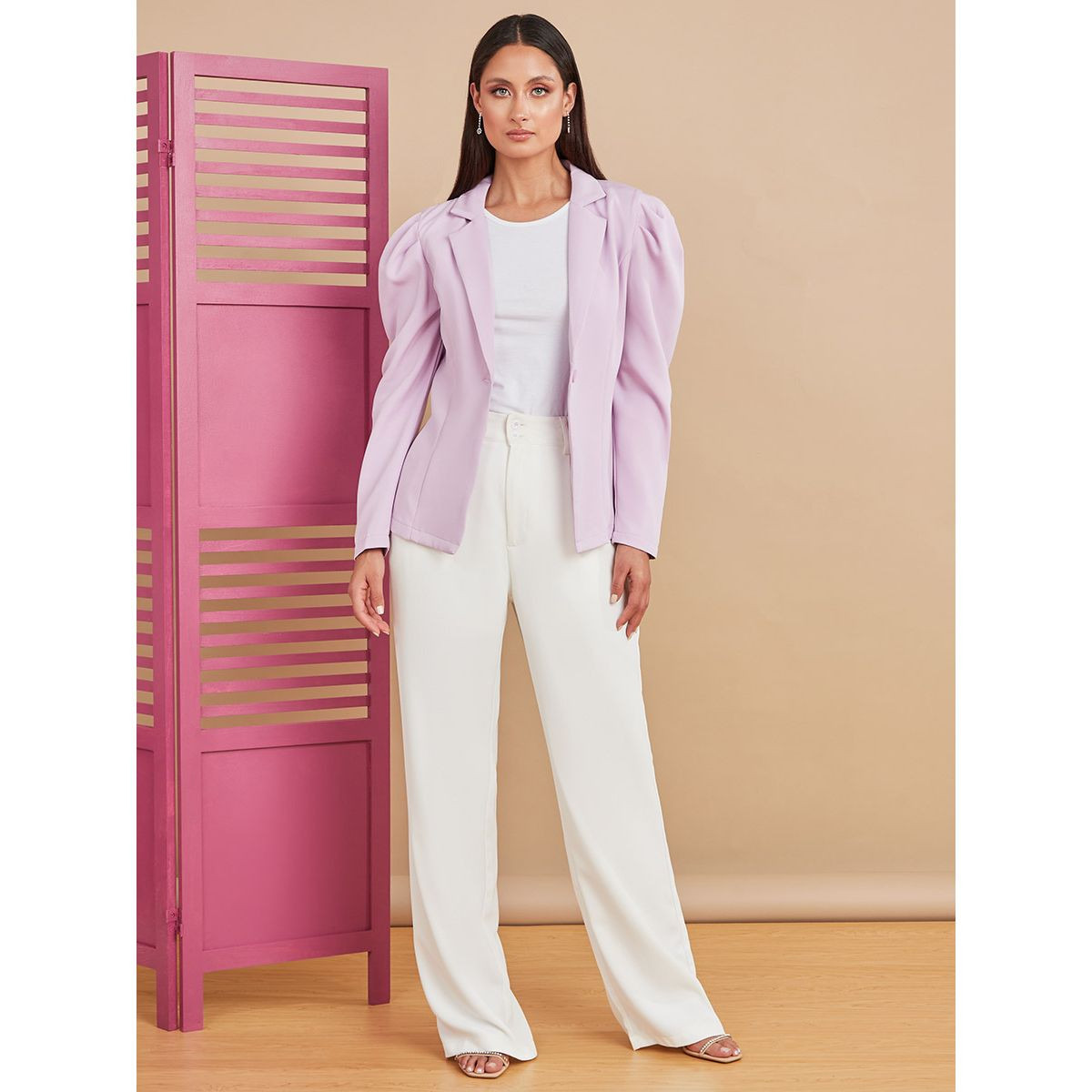Styli Regular Length Plain Blazer With Volume Sleeves-women-clothing-coatsandjackets-blazers-image-2