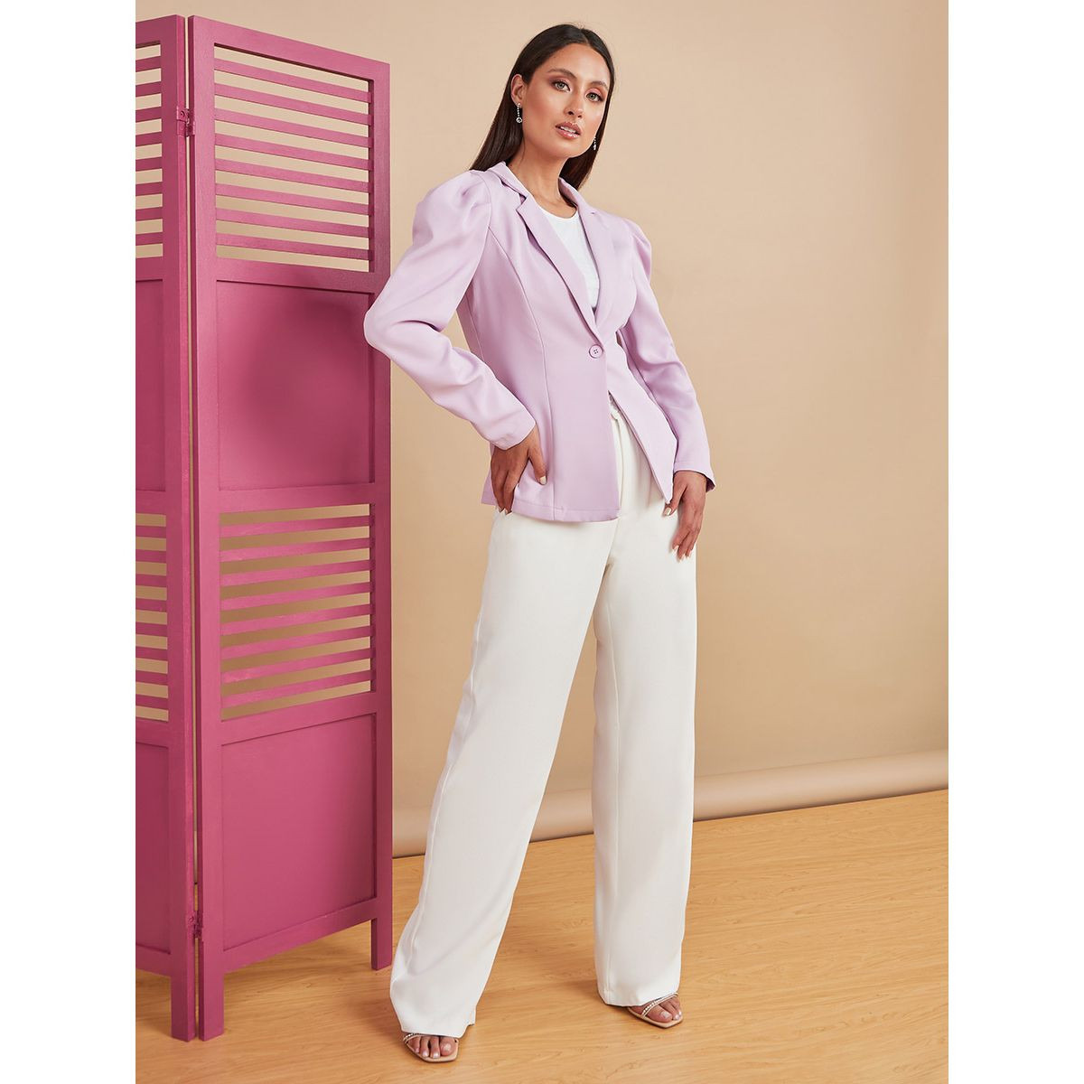 Styli Regular Length Plain Blazer With Volume Sleeves-women-clothing-coatsandjackets-blazers-image-4