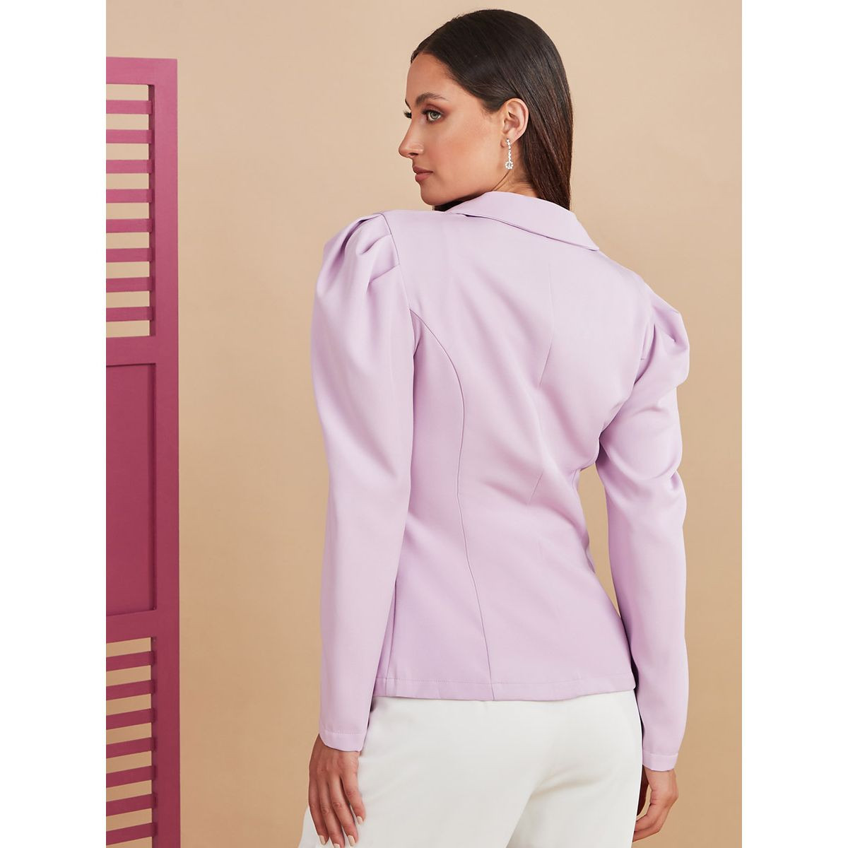 Styli Regular Length Plain Blazer With Volume Sleeves-women-clothing-coatsandjackets-blazers-image-6