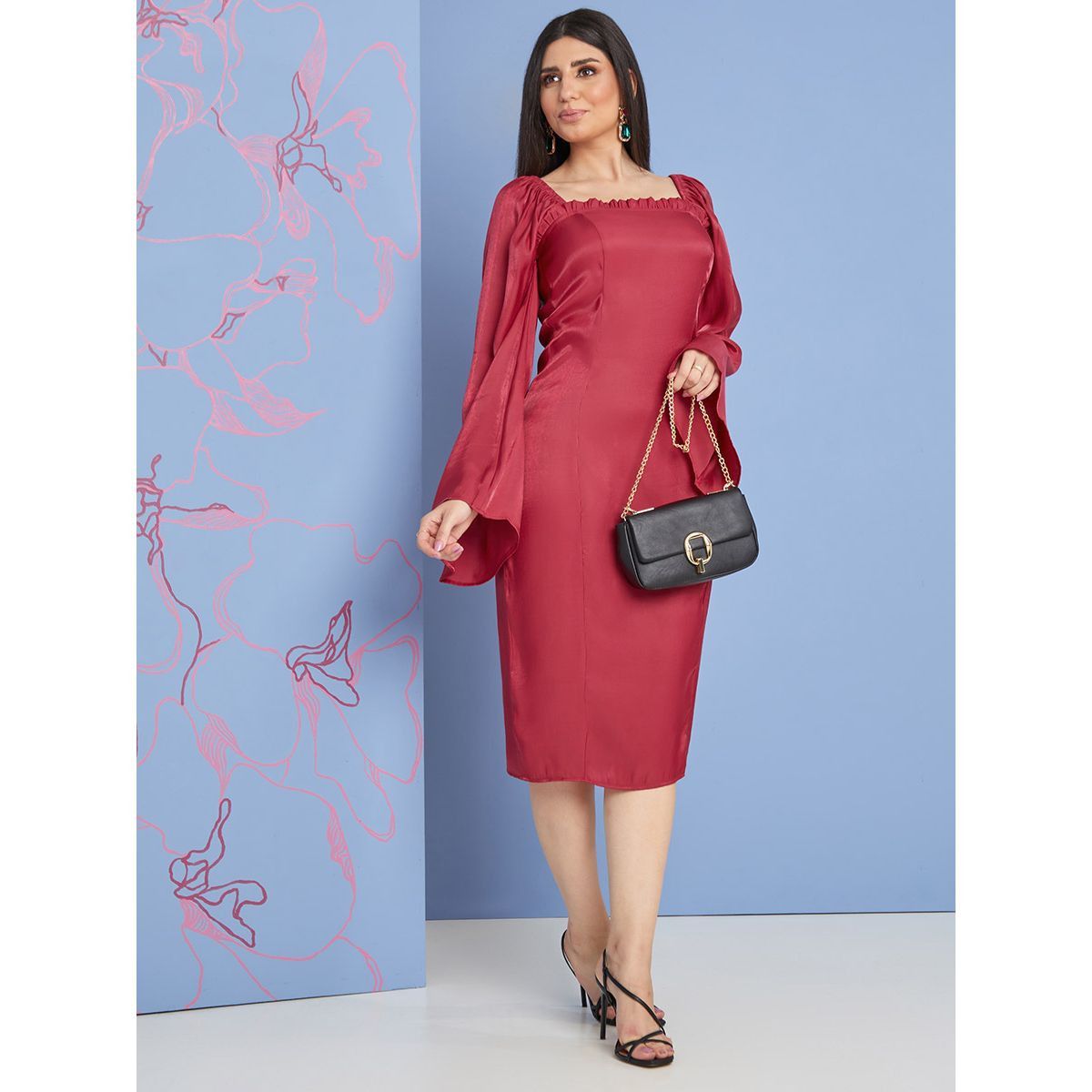 فستان ميدي باكمام طويلة-women-clothing-dresses-image-1
