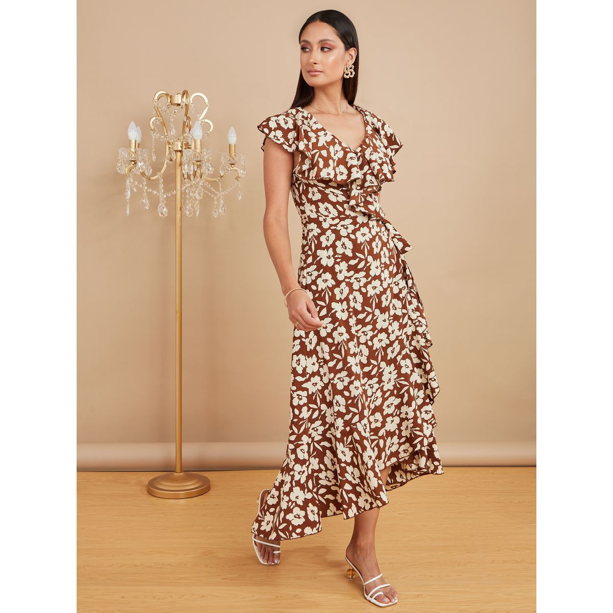 Styli Cap Sleeves Floral Printed Wrap Midi Dress-women-clothing-dresses-image-1