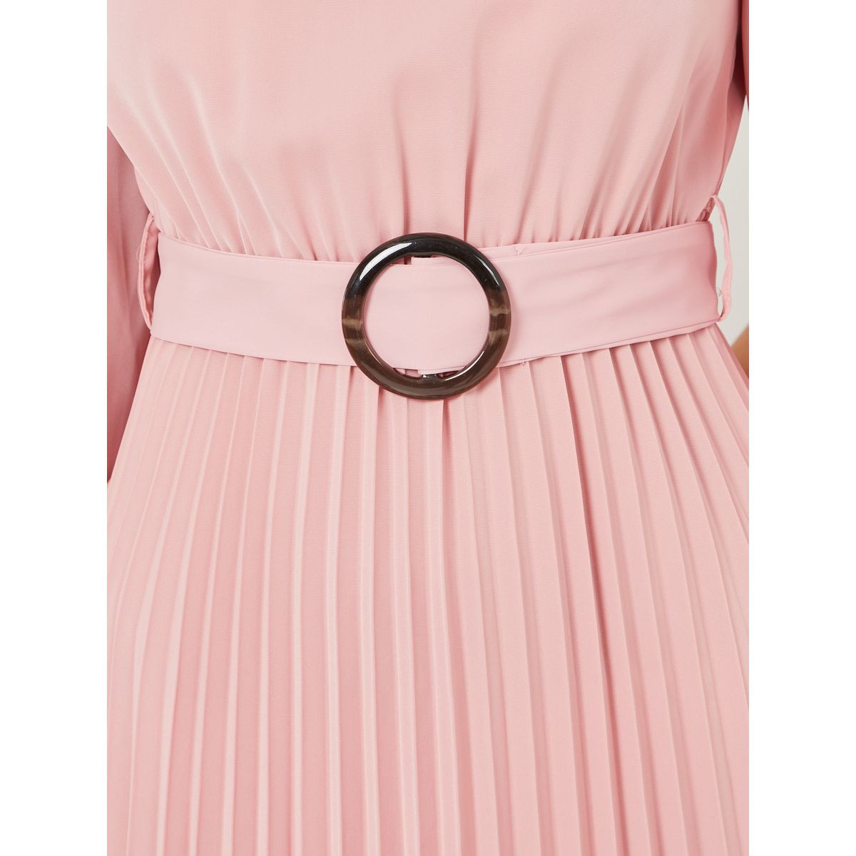 Styli High Neck Pleated A-Line Midi Dress-women-clothing-dresses-image-3
