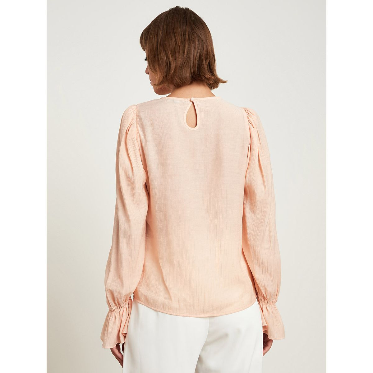 Styli Frill Cuff Long Sleeves Round Neck Blouse-women-clothing-shirtsandblouses-blouses-image-5