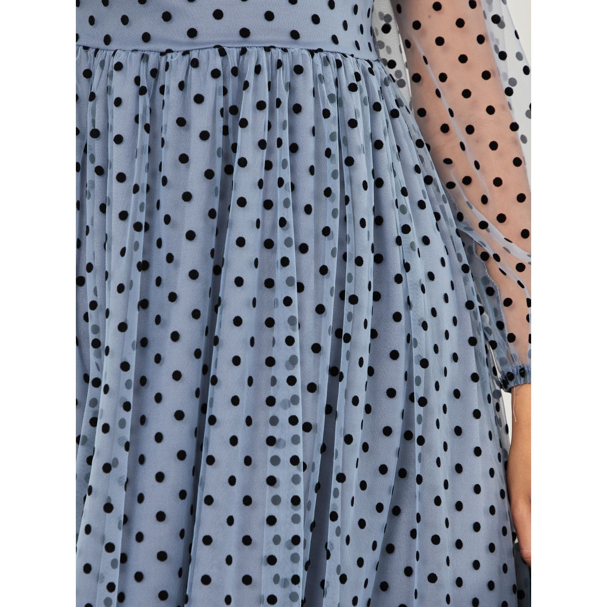 Styli Long Sleeves Polka Mesh Insert A-Line Midi Dress-women-clothing-dresses-image-3