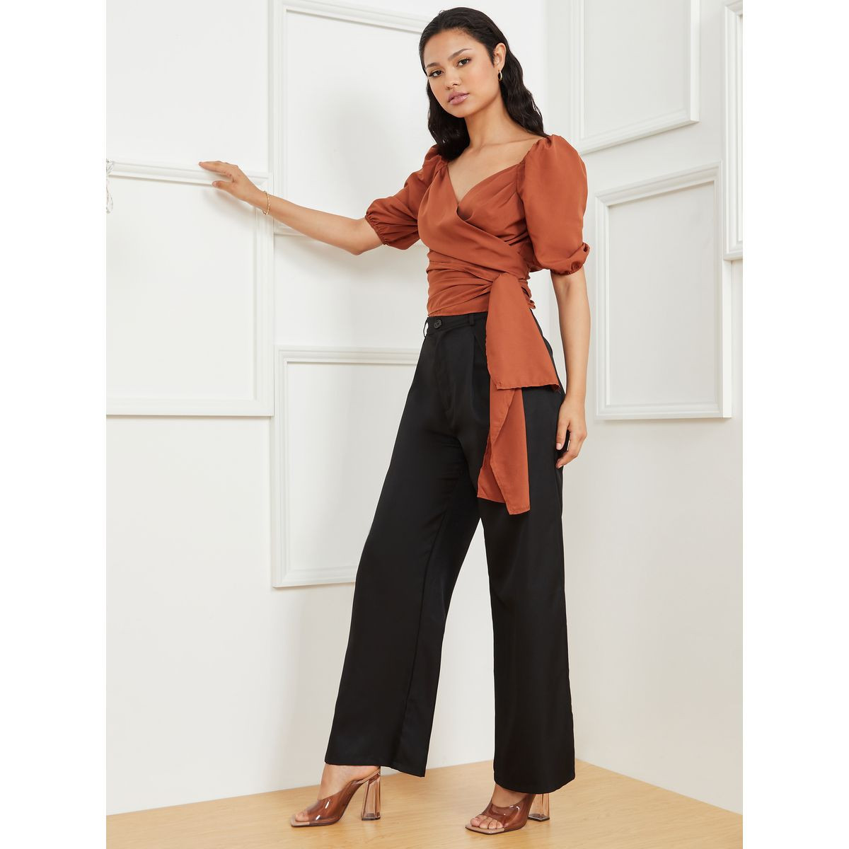 Styli Puff Sleeves Sweetheart Neck Wrap Around Top-women-clothing-shirtsandblouses-blouses-image-3