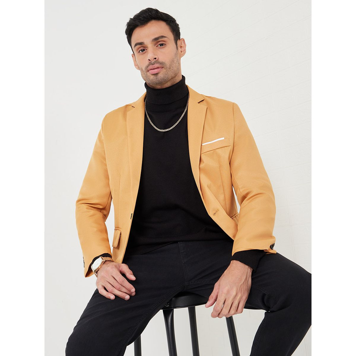 Styli Slim Fit Blazer with One Button and Flap Pocket Detail-men-clothing-jacketsandblazers-blazers-image-1