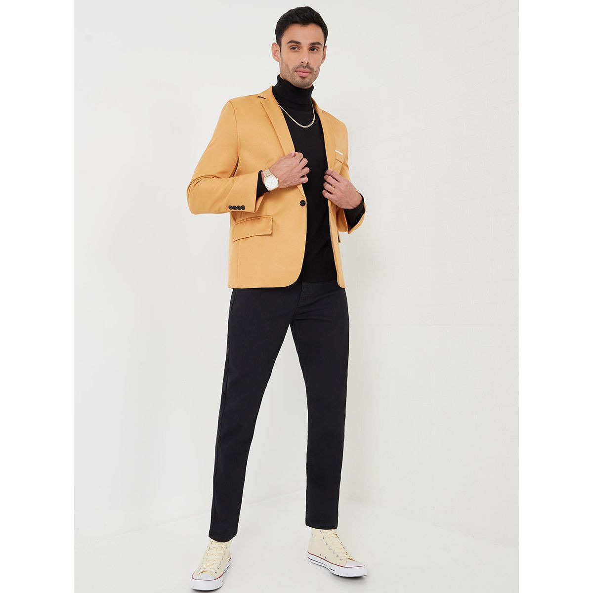 Styli Slim Fit Blazer with One Button and Flap Pocket Detail-men-clothing-jacketsandblazers-blazers-image-2