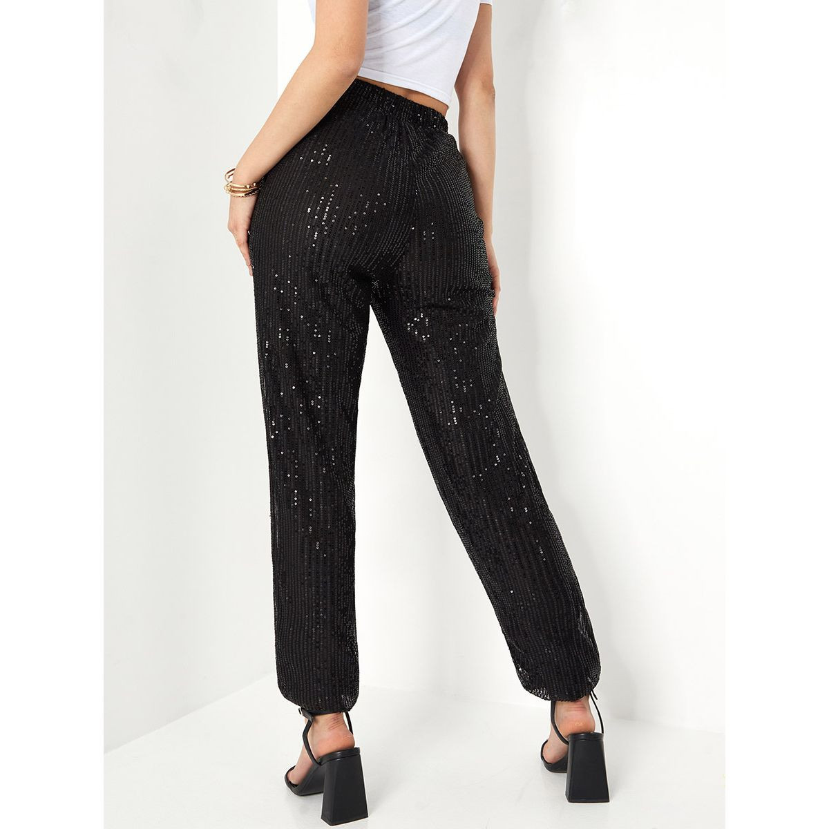 Styli High Rise Sequined Pants with Side Pocket-women-clothing-bottoms-trousers-image-4