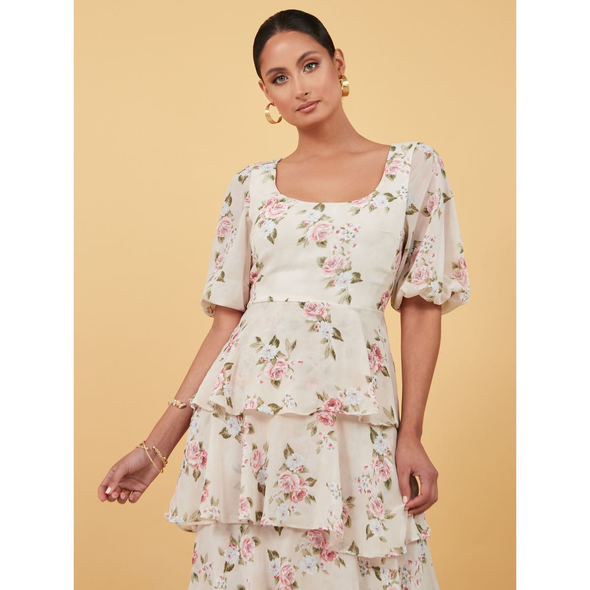 Styli Short Sleeves Square Neck Floral Print A-Line Maxi Dress-women-clothing-dresses-image-2