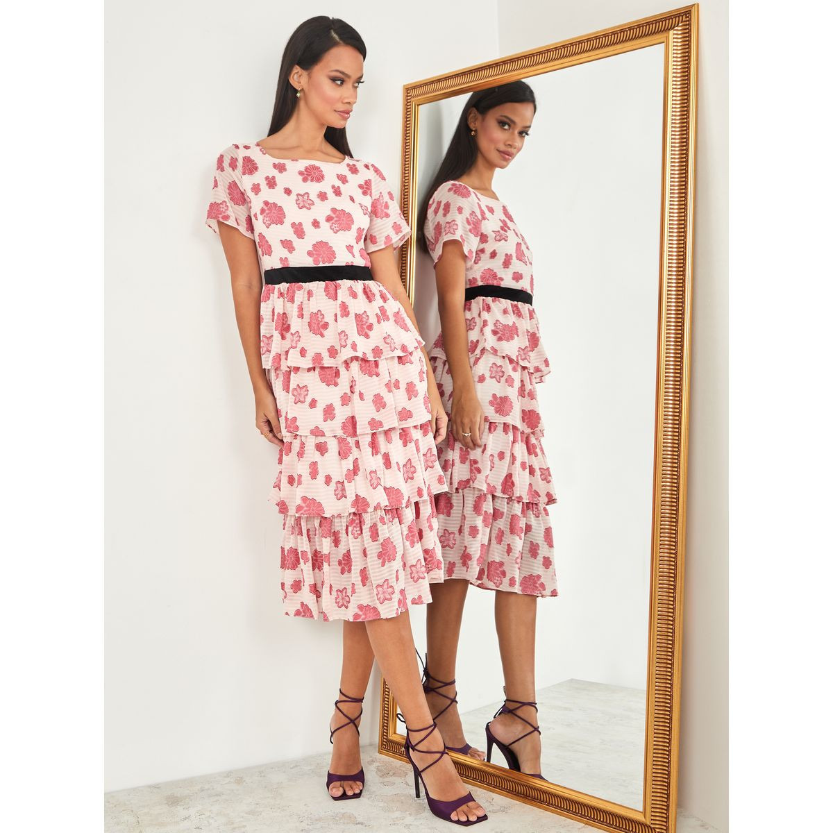 Styli Short Sleeves Floral Pattern Layered Midi Dress-women-clothing-dresses-image-1