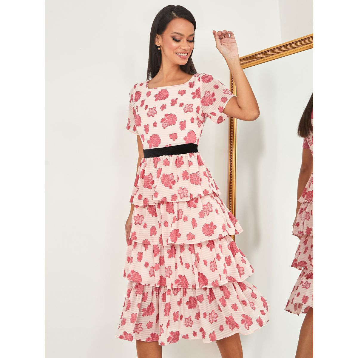 Styli Short Sleeves Floral Pattern Layered Midi Dress-women-clothing-dresses-image-2