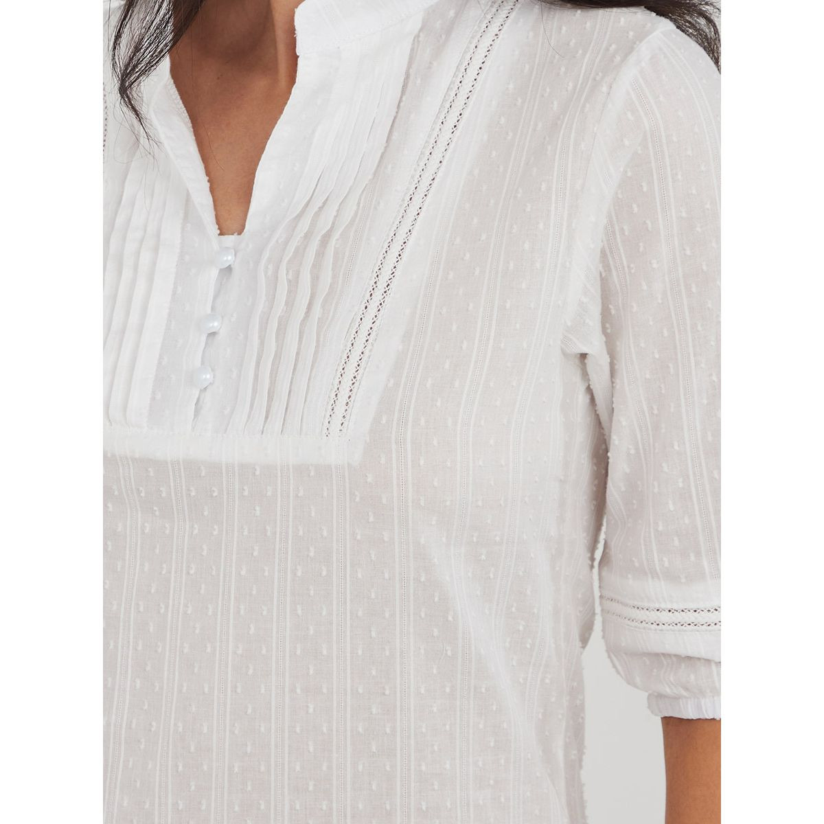 Styli Cotton Dobby Pleated Detail T-shirt and Trouser Set-women-clothing-nightwear-pyjamas-longsets-image-4