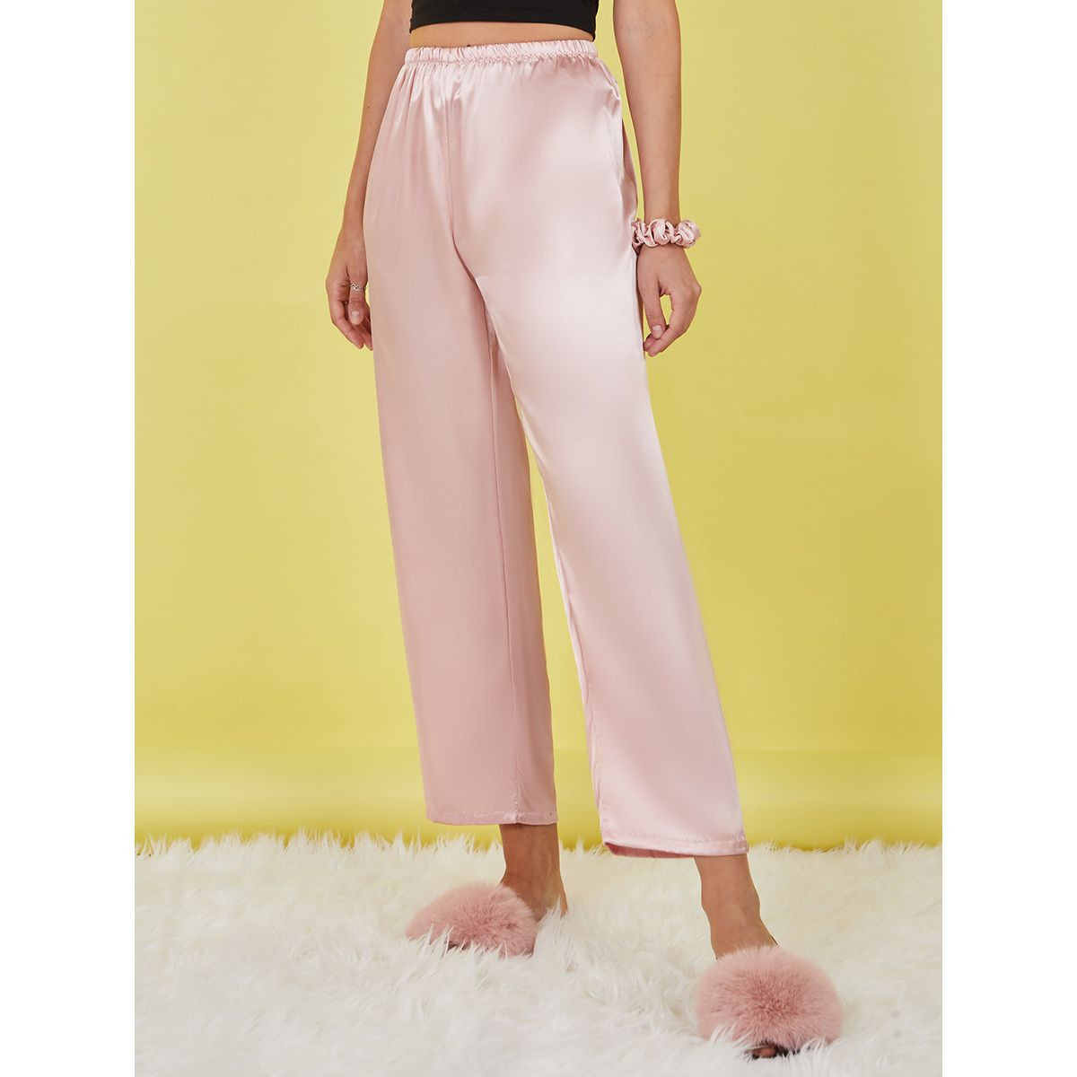 Styli Pack of 2 - Satin Trouser with Hair Scrunchies-women-clothing-nightwear-pyjamas-bottoms-image-2