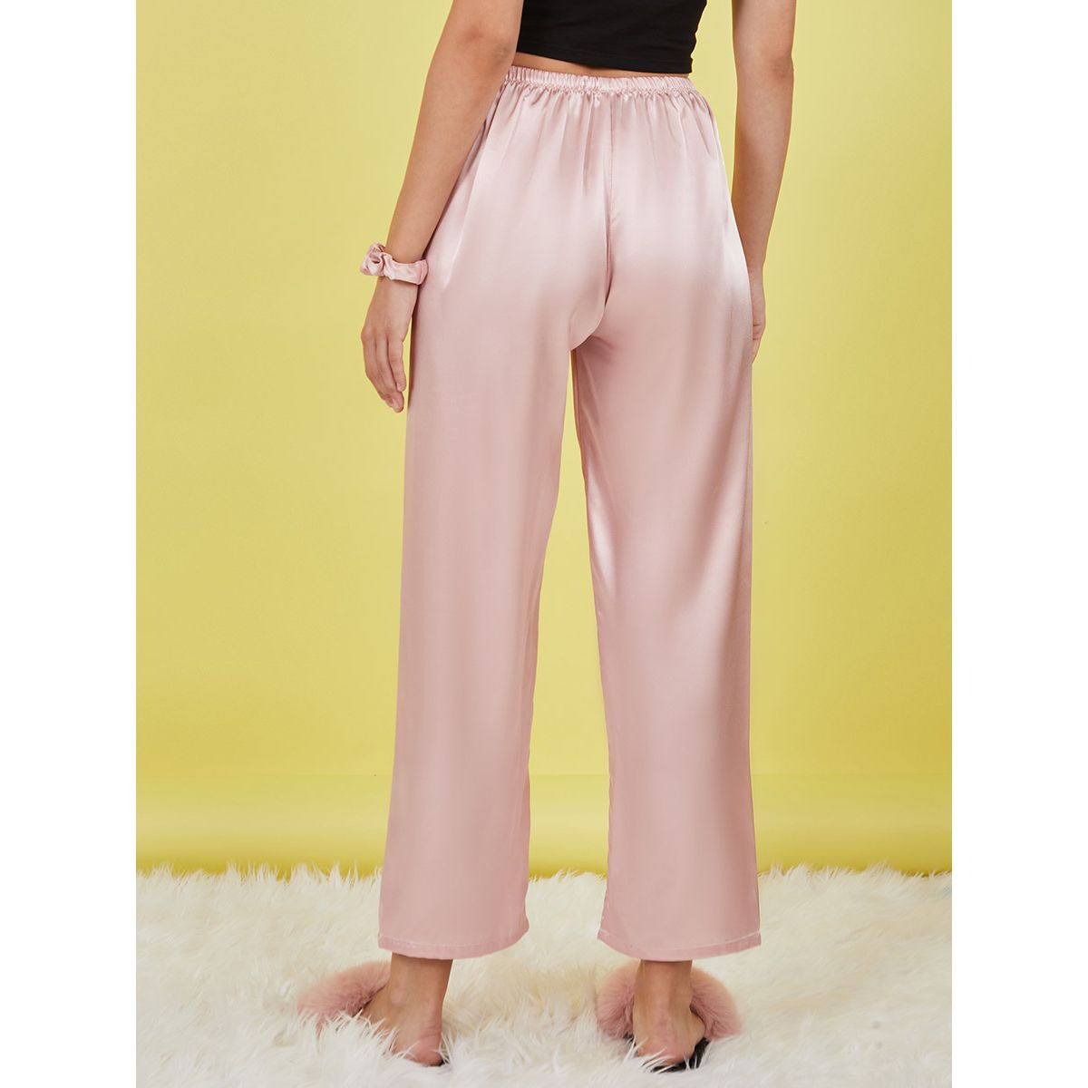 Styli Pack of 2 - Satin Trouser with Hair Scrunchies-women-clothing-nightwear-pyjamas-bottoms-image-5