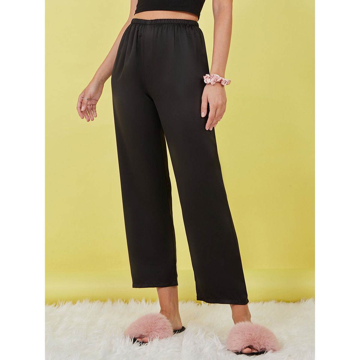 Styli Pack of 2 - Satin Trouser with Hair Scrunchies-women-clothing-nightwear-pyjamas-bottoms-image-7
