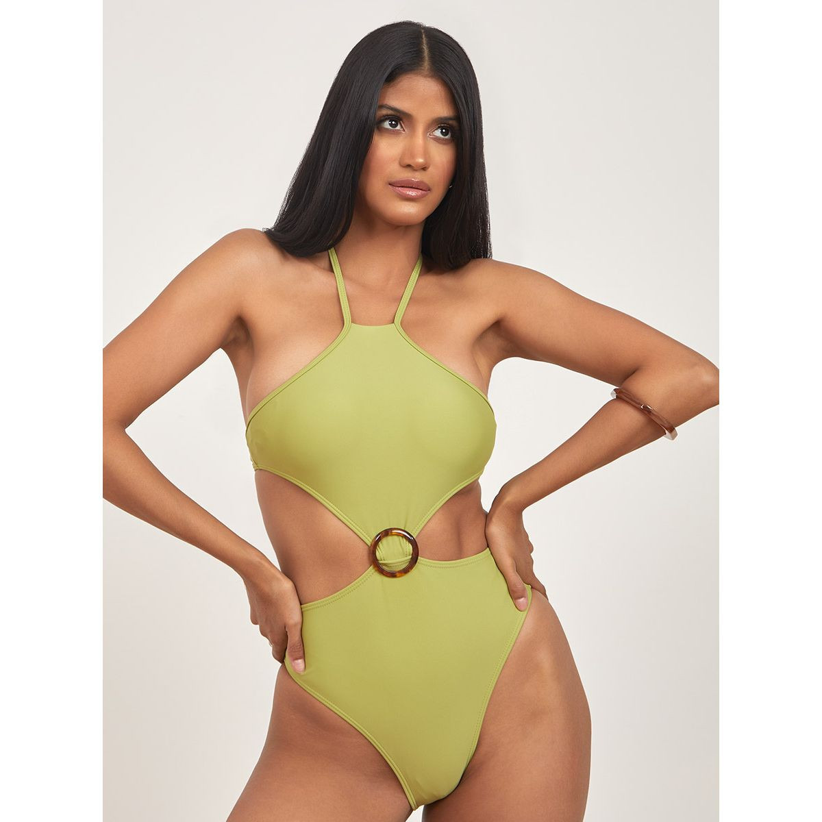 Styli Ring Cut-Out Detail Halter Neck Swimsuit-women-clothing-swimandbeach-swimsuits-image-2