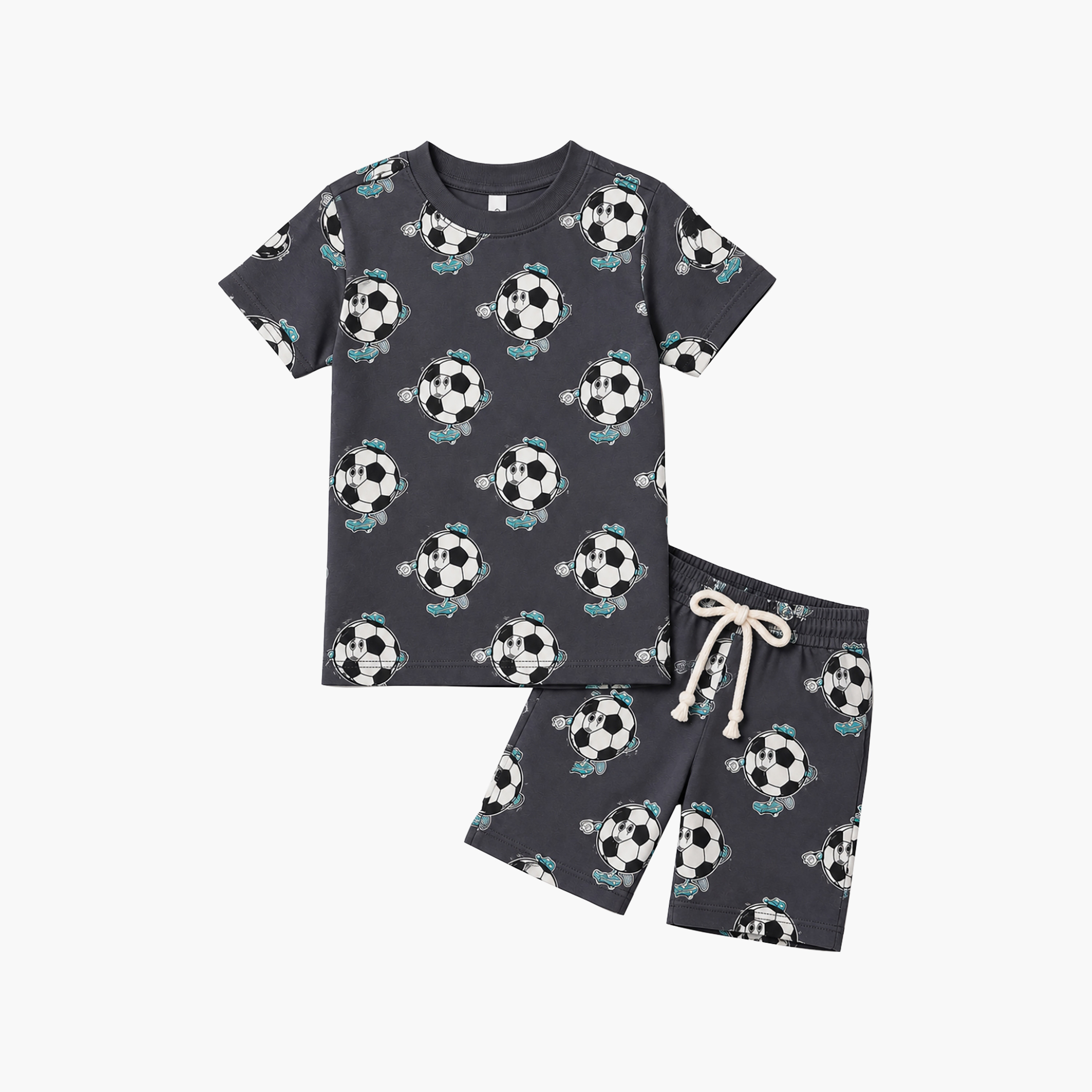 طقم متناسق تيشرت بأكمام قصيرة وبنطال بيجامة بطبعة كرة القدم من بيبي كلو-boys-clothing-setsandcoords-image-6