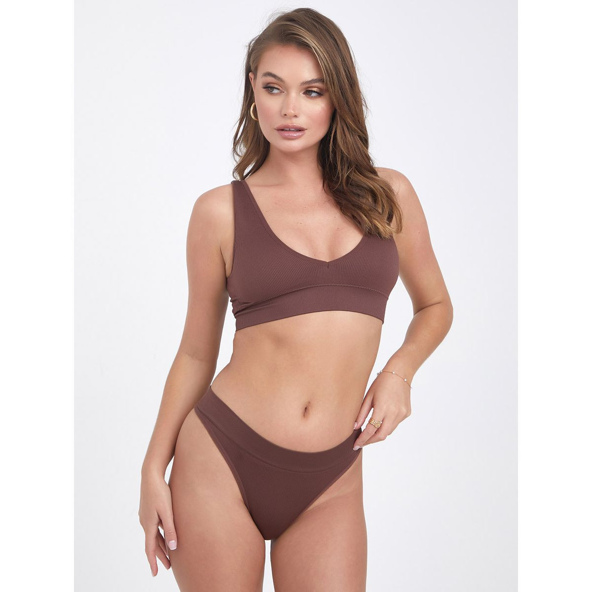 Styli Seamless Crop Top and Bikini Set