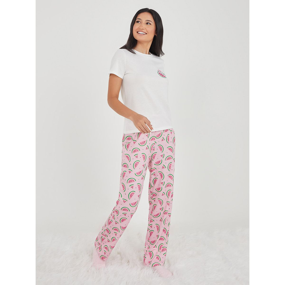 طقم بيجاما من ( تيشيرت + بنطال ) من ستايلي-women-clothing-nightwear-pyjamas-longsets-image-2
