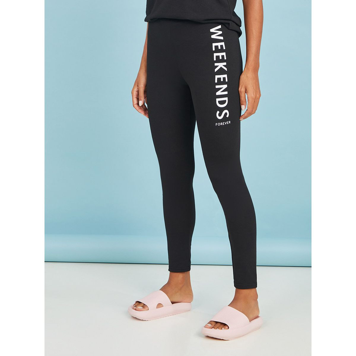 Styli Weekends Slogan Placement T-shirt and Leggings Set-women-clothing-nightwear-pyjamas-longsets-image-5