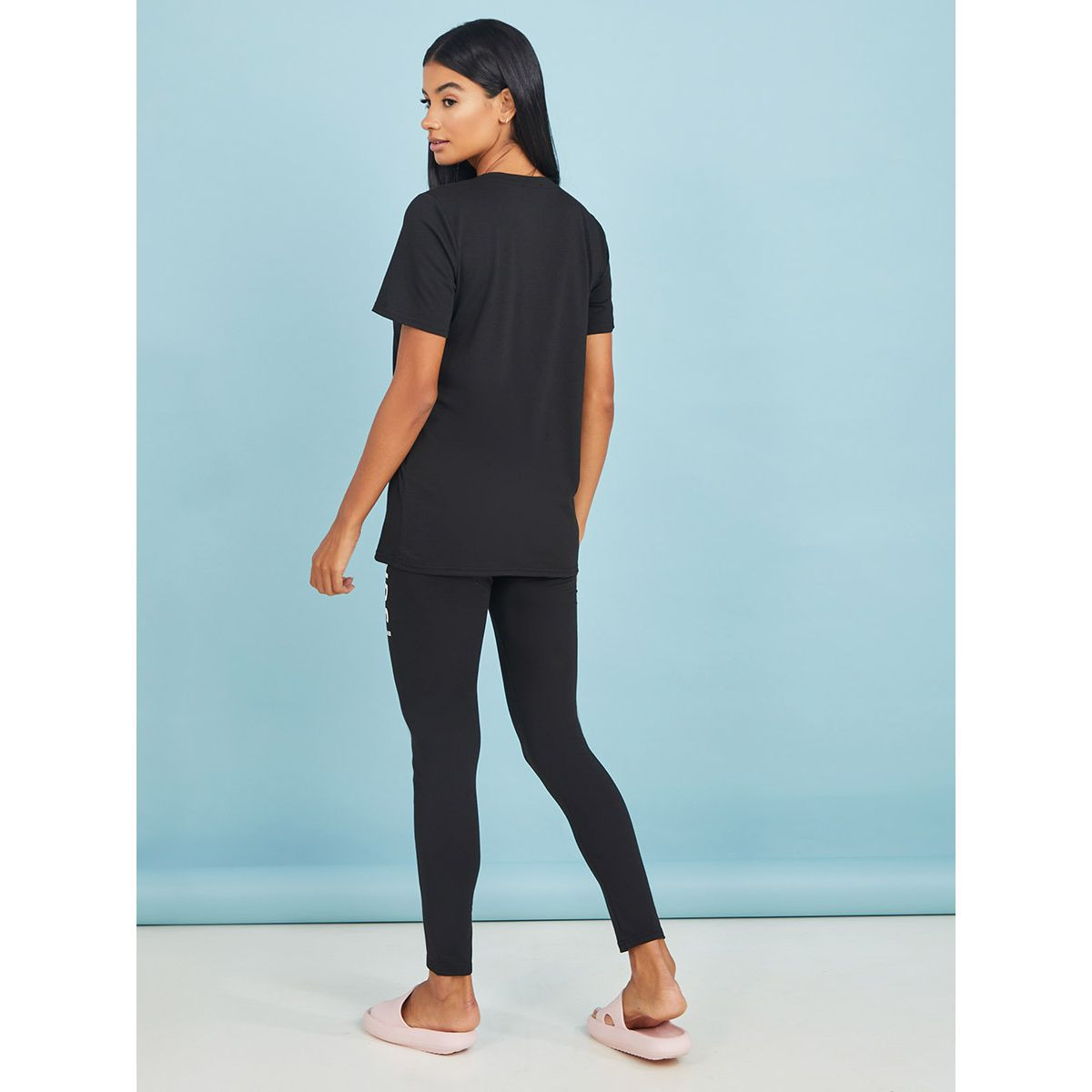 Styli Weekends Slogan Placement T-shirt and Leggings Set-women-clothing-nightwear-pyjamas-longsets-image-6