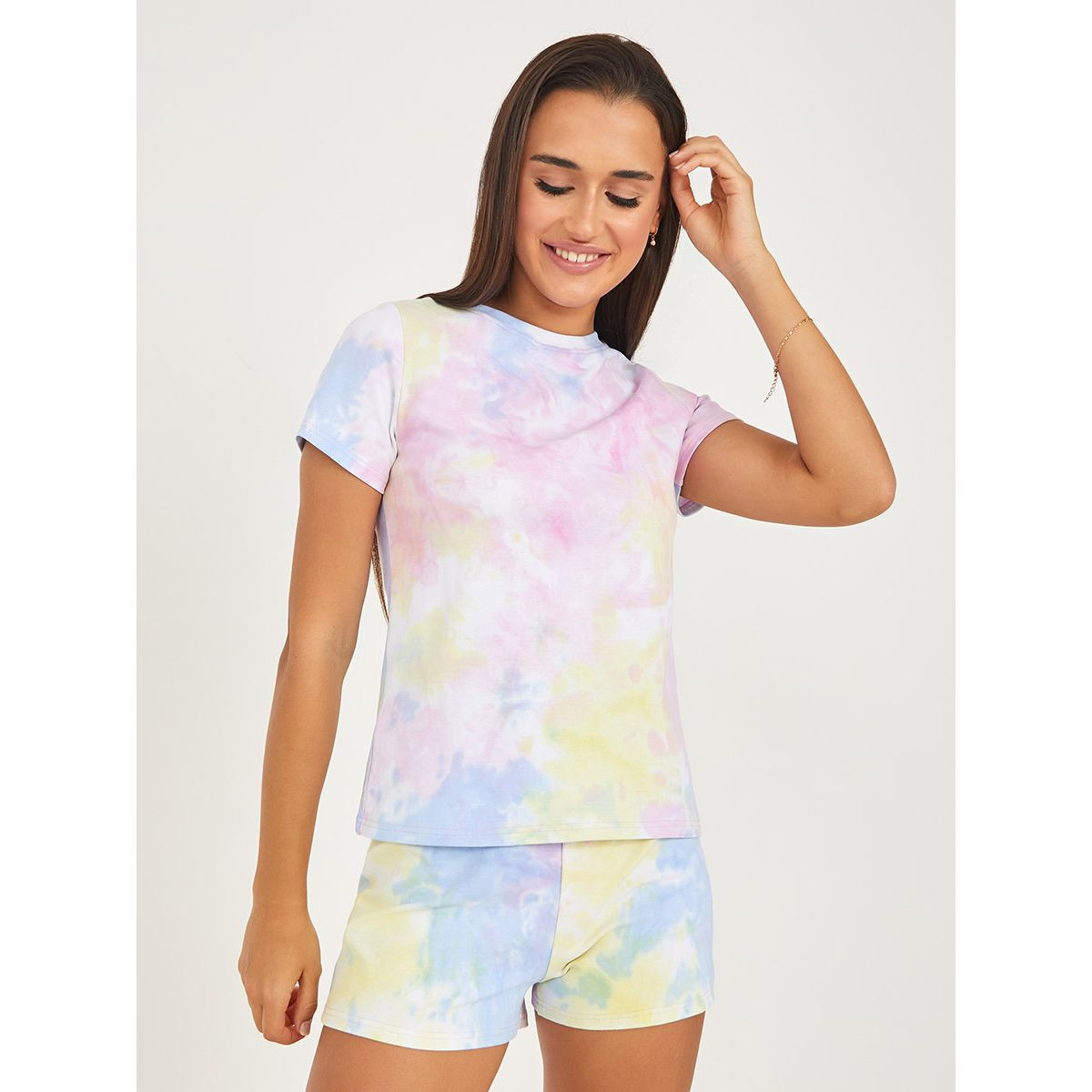 طقم من ( شورت + تيشيرت ) من ستايلي-women-clothing-nightwear-pyjamas-longsets-image-1