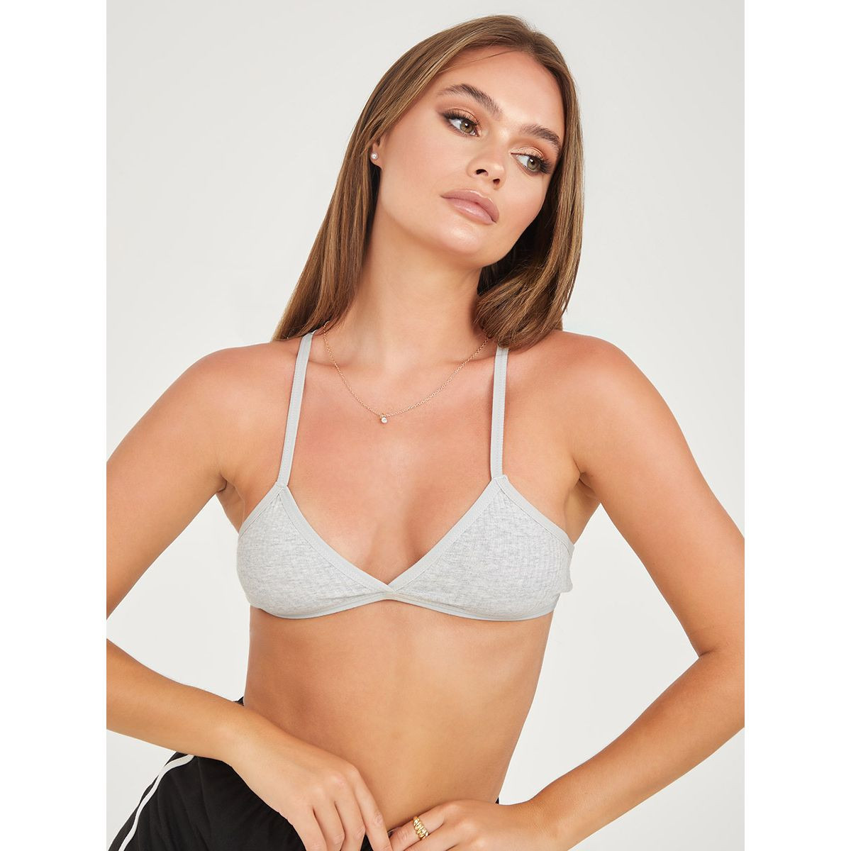 Styli Soft Rib Crossback Cotton Bralette-women-clothing-lingerie-bras-image-1
