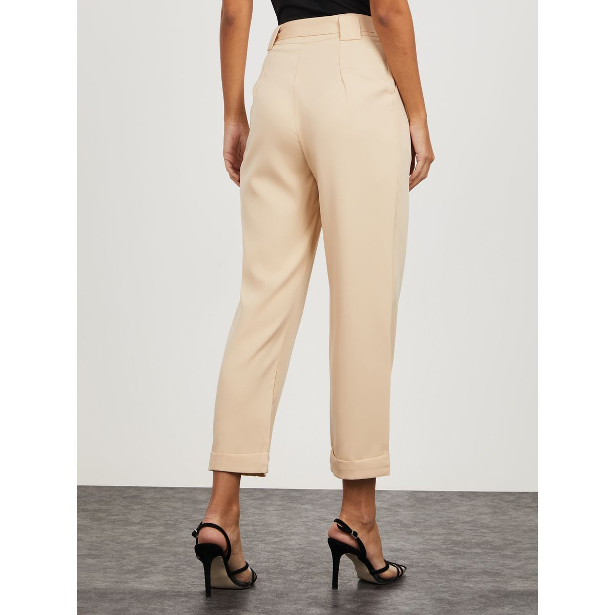 Styli Belted Tailored Trouser with Turn Up Hem-women-clothing-trousers-image-4
