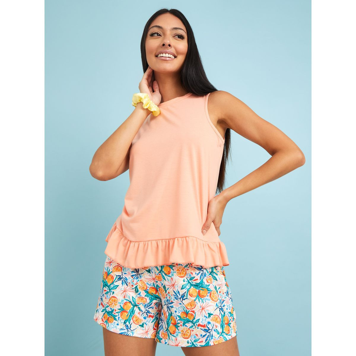 طقم من ( شورت + بلوزة بلا اكمام )-women-clothing-nightwear-pyjamas-longsets-image-1
