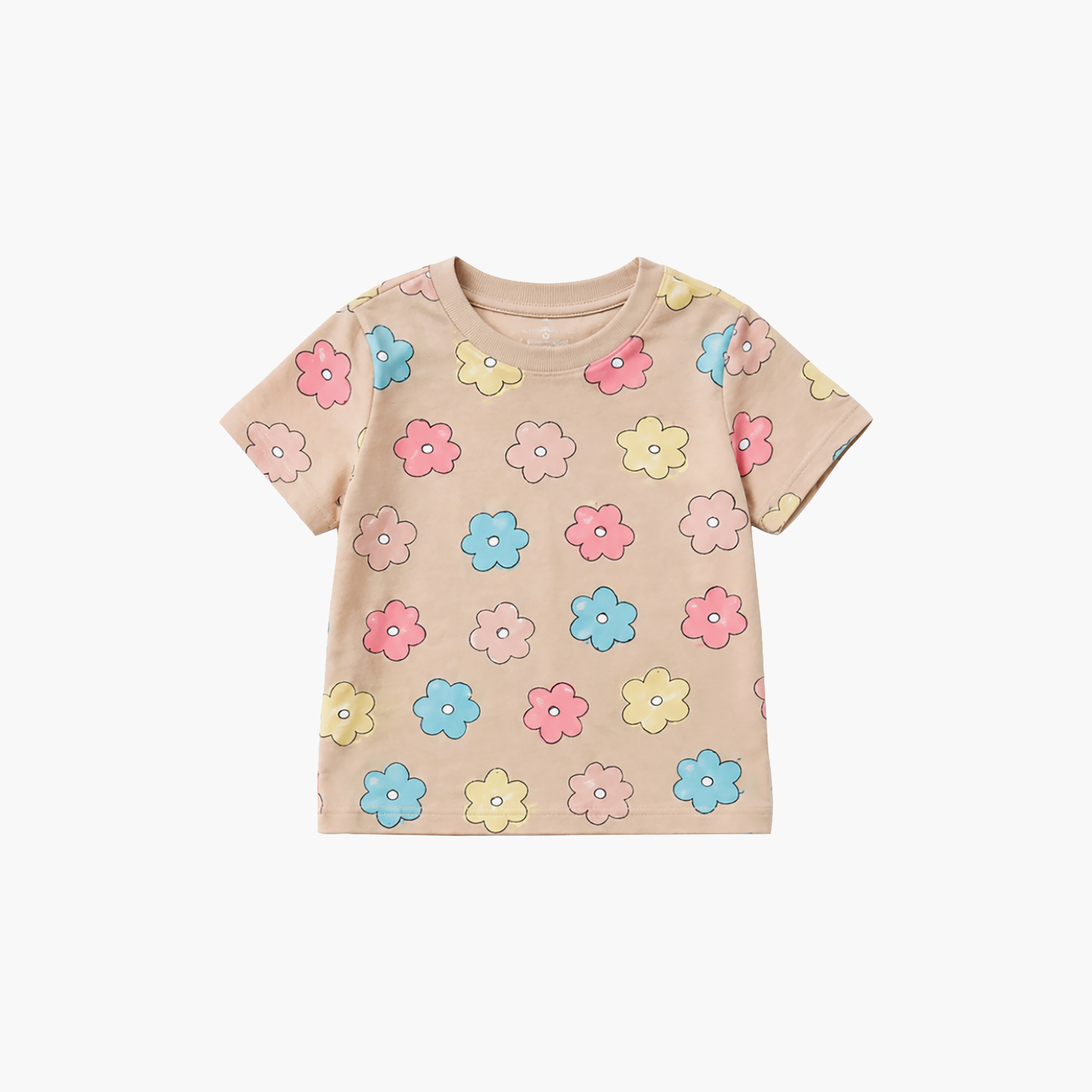 طقم متناسق تيشرت بأكمام قصيرة وبنطال بيجامة بطبعة أزهار من بيبي كلو-baby-girls-clothing-setsandcoords-image-7