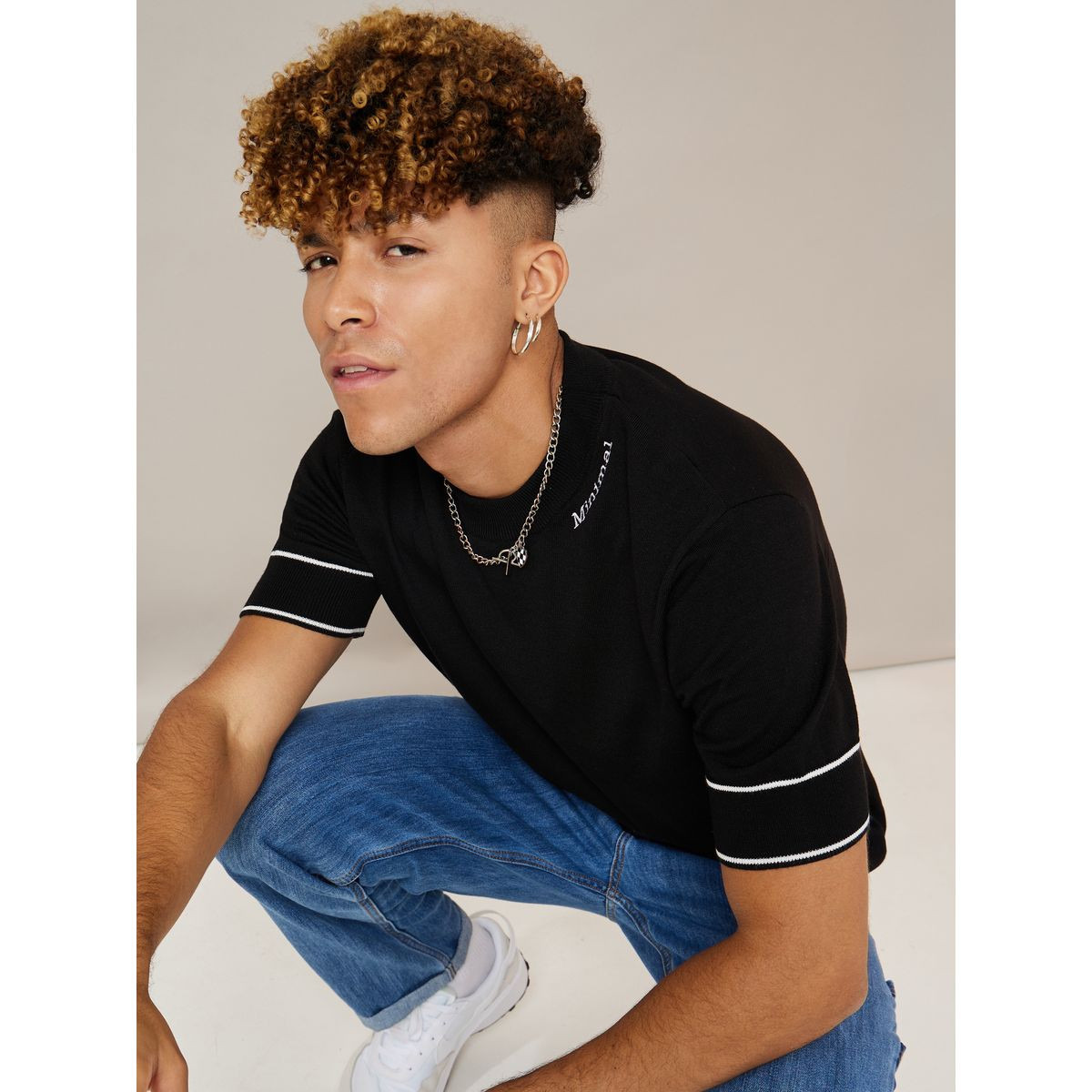 Styli Lightweight Knit Slogan Print Round Neck T-shirt-men-clothing-tshirtsandpolos-tshirts-image-1