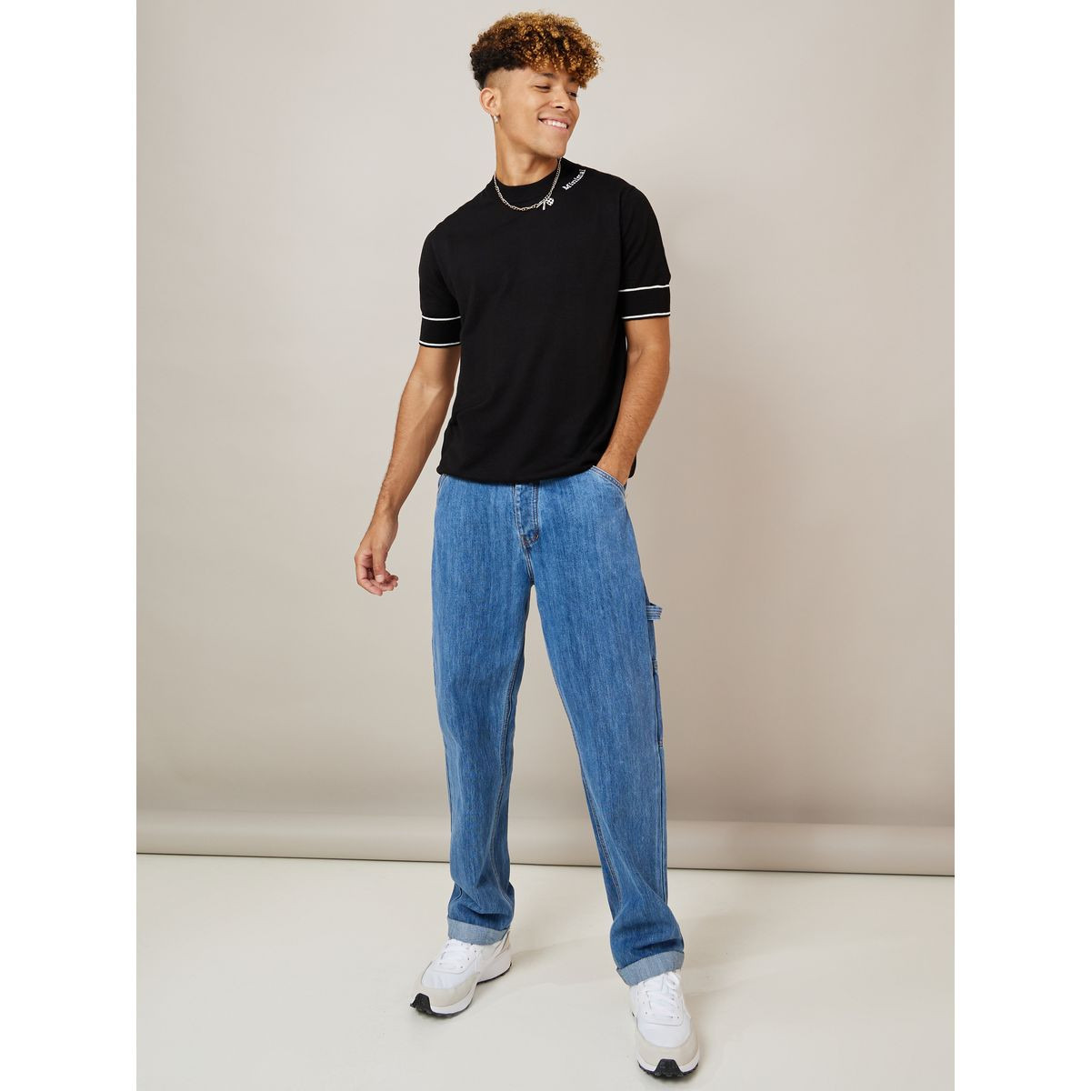 Styli Lightweight Knit Slogan Print Round Neck T-shirt-men-clothing-tshirtsandpolos-tshirts-image-2