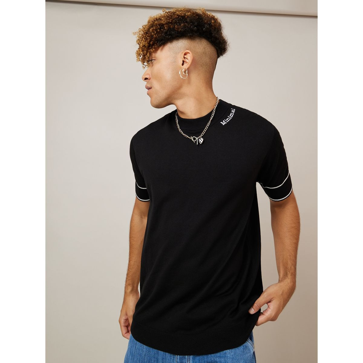 Styli Lightweight Knit Slogan Print Round Neck T-shirt-men-clothing-tshirtsandpolos-tshirts-image-3