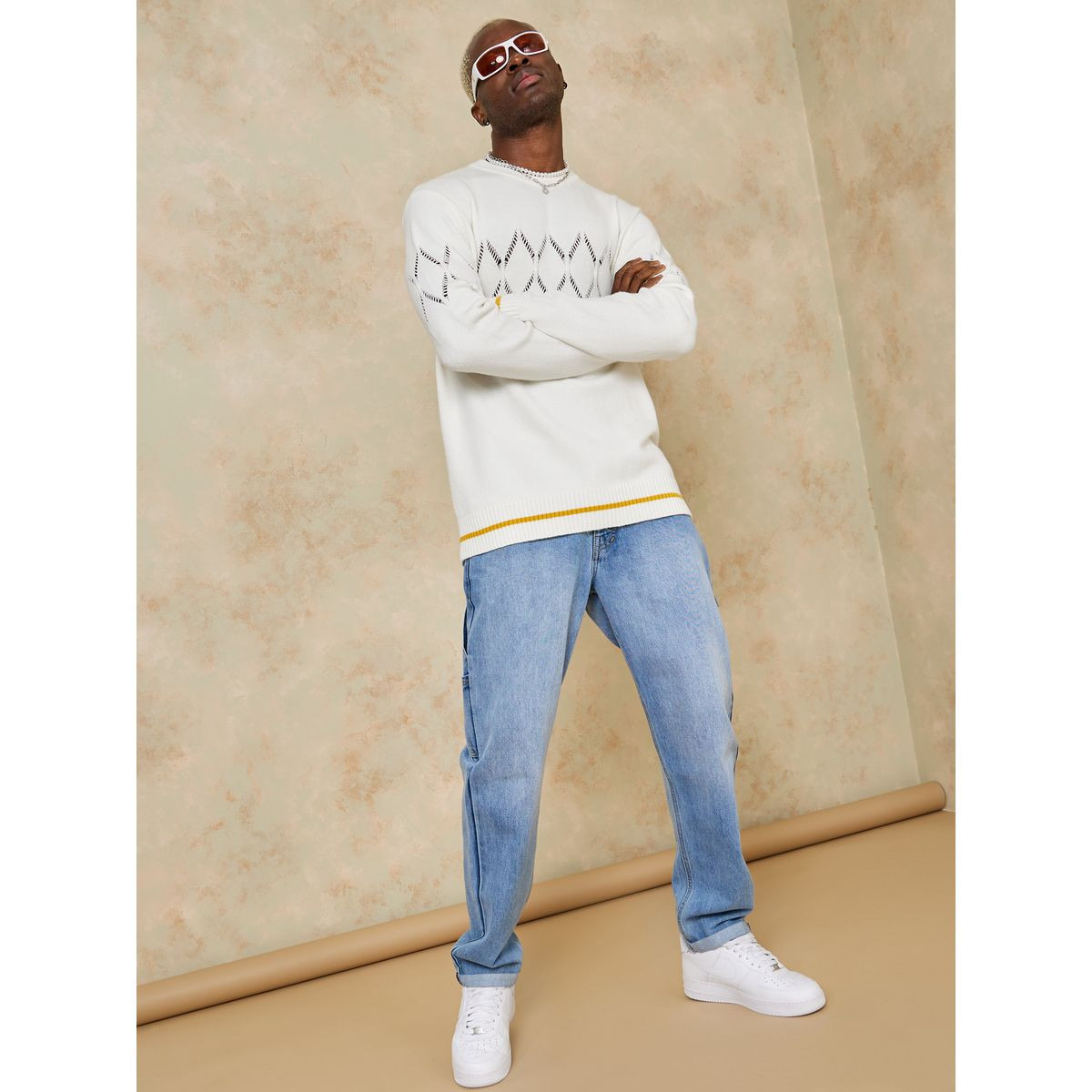 افرول بحافة بلون مغاير مع فتحات من ستايلي-men-clothing-sweatersandpullovers-image-2