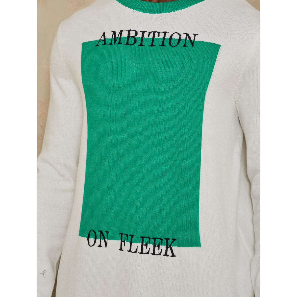 Styli Chest and Sleeves Colorblock Slogan Print Knitted Sweater-men-clothing-sweatersandpullovers-image-3