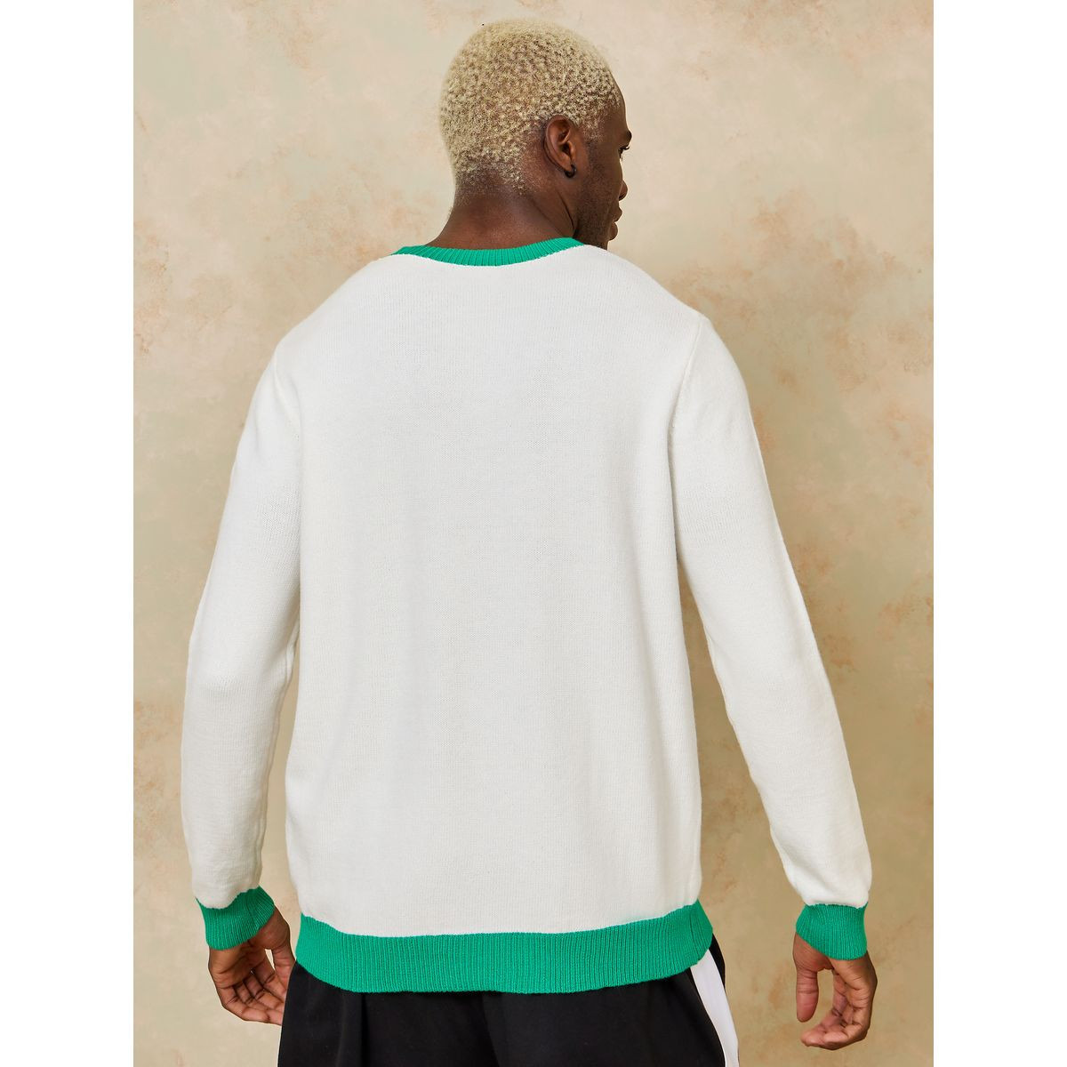 Styli Chest and Sleeves Colorblock Slogan Print Knitted Sweater-men-clothing-sweatersandpullovers-image-4