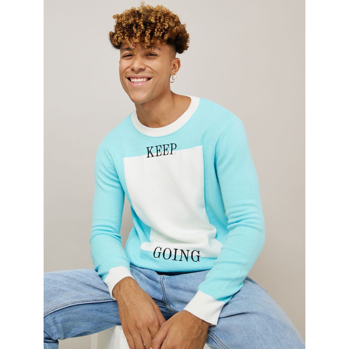 Styli Colorblock Keep Going Printed Sweater-men-clothing-sweatersandpullovers-image-1