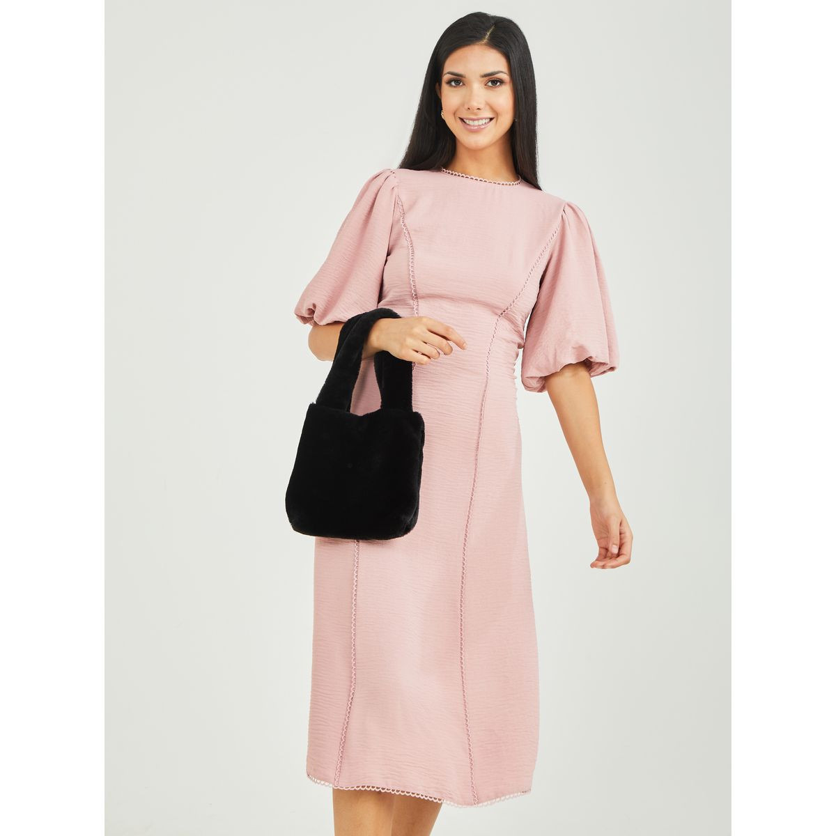فستان ميدي باكمام قصيرة-women-clothing-dresses-image-2