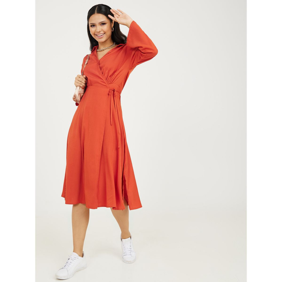 فستان ميدي بنمط لف-women-clothing-dresses-image-1