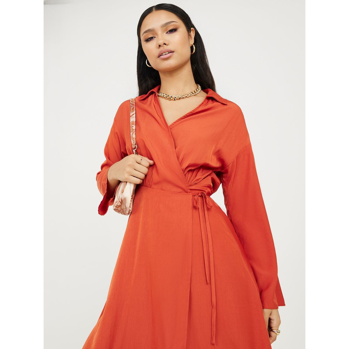 Styli Long Sleeves Wrap Around Midi Dress-women-clothing-dresses-image-2