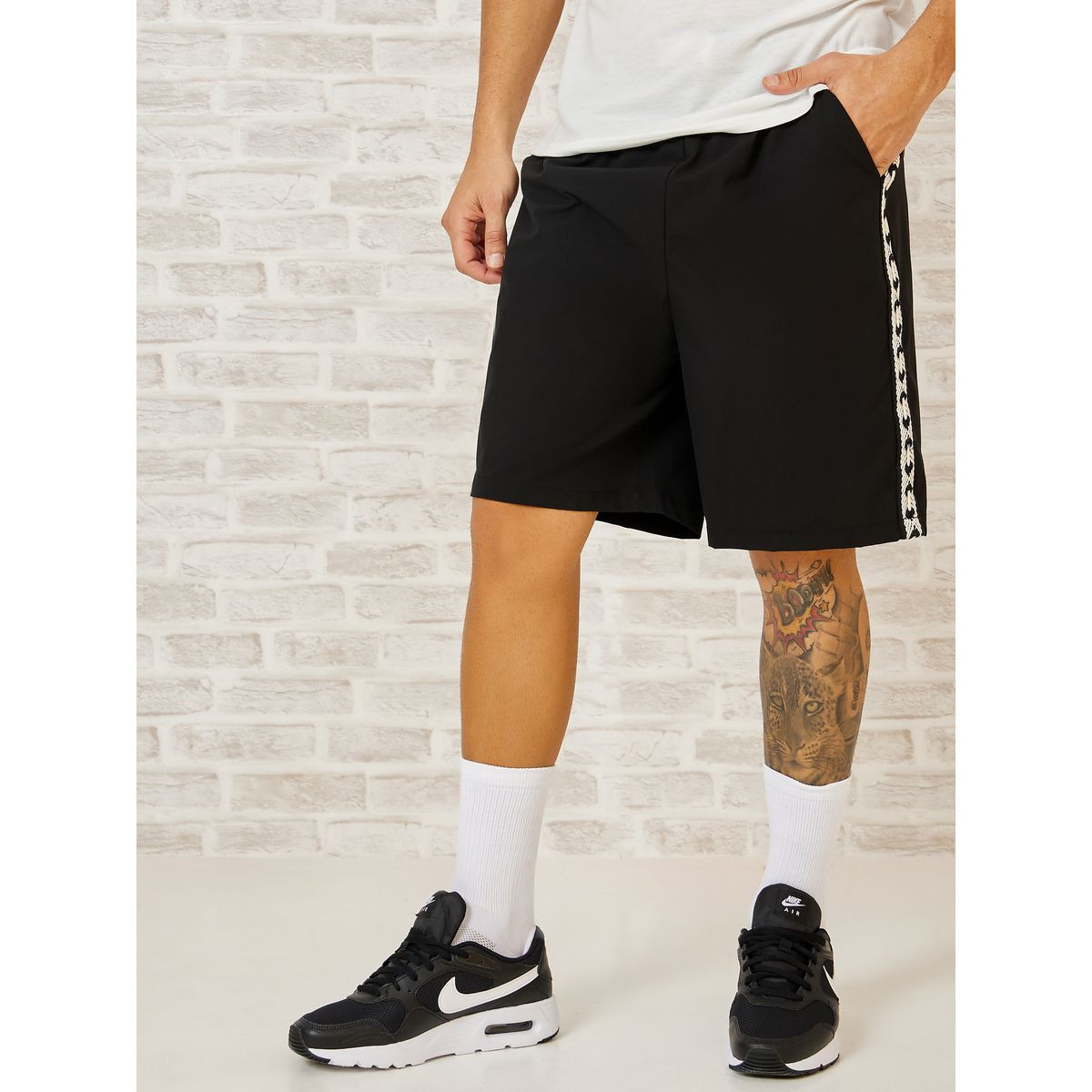 Styli Active Side Jacquard Tape Active Shorts with Drawstring-sports-men-clothing-bottoms-image-2
